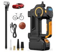 Cordless Tyre Inflator, Air Compressor Compatible for Makita 18V Battery, Cordless Tyre Inflator with 1 Battery, Portable Tire Inflator with 3 Nozzles for Car, Bicycle, Ball