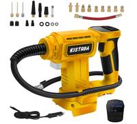 Cordless Tyre Inflator Air Compressor for Dewalt 18V 20V Battery, Portable Electric Air Pump Max.120PSI with Digital Pressure Gauge, LED Light, for Cars Motors Bicycles Balls (for Dewalt)