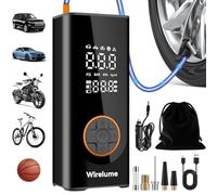 Cordless Tyre Inflator Portable Air Compressor Digital Car Tire Pump DC 12V 150 PSI Electric Air Pump for Vehicle Tyres/Bike/Inflatables with Preset and Auto Shutoff Function/ 4 Nozzles/LED Light