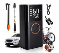Cordless Tyre Inflator Portable Air Compressor Digital Car Tire Pump DC 12V 150 PSI Electric Air Pump for Vehicle Tyres/Bike/Inflatables with Preset and Auto Shutoff Function/ 4 Nozzles/LED Light