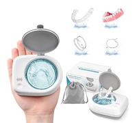 Cordless Ultrasonic Retainer Cleaner 50kHz, Wireless Retainer Cleaner Machine with 2 Modes, 304 Stainless Steel Tank, IPX5 Waterproof, for Retainer, Aligner, Mouth Guard, Braces, Dentures