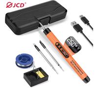 Cordless USB Digital Soldering Iron Adjustable Temperature 300-450℃ Type-C 1000mAh Battery Intelligent Solder Welding Iron Tool C200-Orange