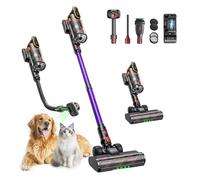 Fieety Cordless Vacuum Cleaner, 600W 50kpa 65Mins Pet Cordless Vacuum with Touch Screen, Anti-tangle&AUTO Mode, 1M Hose, Wall-Charging, Fragrance, handheld vacuum Ideal for Pets Hair/Carpet/Floor