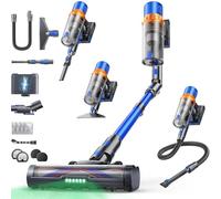 Cordless Vacuum Cleaner, 600W 50KPa 65Mins Stick Vacuum with 90° Curved Adapter, 1m Hose, Aromatherapy, Wall-Mounted Charging, Touch Screen Auto Mode, Powerful Vacuum for Pet Hair/Carpets/Hardwood