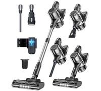 Cordless Vacuum Cleaner Stick Vacuums - Powerful Lightweight Electric Brooms Upright Handheld Wireless Bagless Battery Rechargeable Cleaners Anti Hair Wrap for Pet Stair Carpet Car Home Dark Grey