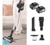 Cordless Vacuum Cleaner with Brushless Motor, 6 in 1 Lightweight Stick Vacuum with LED Floor Brush, Max 90 Min Runtime Detachable 6000mAh Battery for Home Pet Hair Carpet and Hard Floor (Black)
