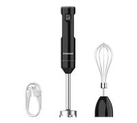Cordless Variable Speed Hand Blender, POYOCOM Immersion Blender handheld Rechargeable, with Type-C Cable, Egg Whisk for Smoothies, Milkshakes, Sauces, Puree Baby Food and Soups - Black