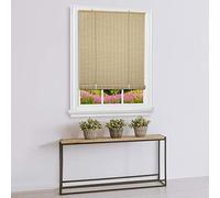 Cordless Veranda Vinyl Roll-Up Blind - 72 Inch Length, 30 Inch Width, Quarter Inch Vinyl Slats - Desert/Almond - Soft Light Filtering Horizontal Windows Blinds for Indoors by Achim Home Decor