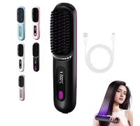 Cordless Volumizing Blow Dry Brush for Short Hair, No Salon Needed, 3 Heat/2 Speed Settings, USB Rechargeable, Anti-Scald(Black)