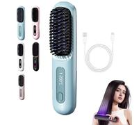 Cordless Volumizing Blow Dry Brush for Short Hair, No Salon Needed, 3 Heat/2 Speed Settings, USB Rechargeable, Anti-Scald(Blue)