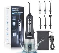 Cordless Water Dental Flosser Teeth Cleaner, INSMART Professional 300ML Tank DIY Mode Rechargeable Dental Oral Irrigator for Home and Travel, IPX7 Waterproof 6 Modes Irrigate Oral Care (Black)
