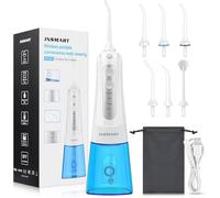 Cordless Water Dental Flosser Teeth Cleaner, INSMART Professional 300ML Tank DIY Mode USB Rechargeable Dental Oral Irrigator for Home and Travel, IPX7 Waterproof 6 Modes Irrigate for Oral Care (White)