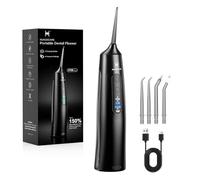 Cordless Water Flosser - 6 Pressure Settings with 3 Modes, 220ml Compact Ergonomic Design, 30 Days Long Battery, IPX7 Waterproof Portable Oral Irrigator for Teeth, Gums & Braces