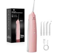 Cordless Water Flosser - 6 Pressure Settings with 3 Modes, 220ml Compact Ergonomic Design, 30 Days Long Battery, IPX7 Waterproof Portable Oral Irrigator for Teeth, Gums & Braces