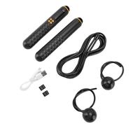 Cordless Weighted Jump Rope with Counter, Rechargeable Ropeless Skipping Rope for Fitness, Digital Counting Workout Rope for Men Women Kids Home Gym Cardio Training (Black)