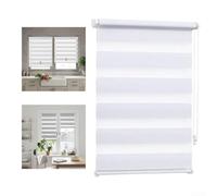 Cordless White Sheer Fabric Roller Blinds With 100 Percent Blackout Capability And For Honeycomb Insulation Layer For Sound Dampening And Temperature Control Push Pull Operation For Home (40 * 130CM)