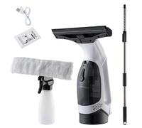 Cordless Window Cleaner with Squeegee, Rechargeable Window Vacuum, Replacement Blade, Water Spray & Dirty Water Collection, Extendable for High Windows, Streak-Free