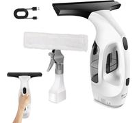 Cordless Window Vac Cleaner & Spray Bottle with Microfibre Cloth, Rechargeable 3.5V Battery - Running Time: 50 min, Suction Nozzle: 280 mm for Windows, Tiles, Mirrors & Shower Streak-Free Cleaning