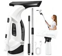 Cordless Window Vac with Telescopic Extension Pole, Electric Squeegee | 2000Pa Suction, 280mm Silicone Blade, 35 Min Runtime, 150ml Tank, IPX4 & Type-C for Shower Screens, Mirrors & Car Glass