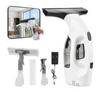 Cordless Window Vacuum Cleaner - Window Cleaning Equipment with 150ML Water Tank & Spray Bottle, Handheld Vacuum Cordless Rechargeable Power Kit, for Car Windows Tiles Mirrors Glass