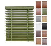 Cordless Wood Blinds for Indoor Windows, 2" Customizable Blackout Wooden Venetian Blind 10"-76", Horizontal Mini Window Blinds, Light Filtering Shades for Home(Green)