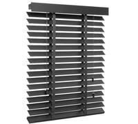 Cordless Wood Blinds for Interior Windows, Faux Wooden Window Blind 2" Slats Blackout Venetian Blinds Wide 16" 20" 28" 35" 40" 43" 48" 52" 55" 62" 70" 76" Bedroom Bathroom Living Room(Black)