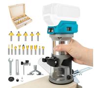 Cordless Wood Router for Makita 18V, 30000 RPM Brushless Hand Palm Router with Digital Display, 6 Speeds for Woodworking Slotting Trimming with 15pcs 1/4" Shank Router Bits (NO Battery)