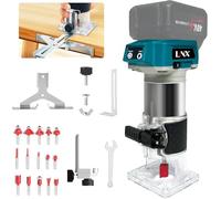 Cordless Wood Router for Makita 18V Battery (Not Included Battery), 6 Variable Speeds Palm Router for Woodworking, 800W 30000R/MIN Brushless Motor Trim Router with 15pcs 1/4" Router Bit Set