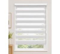 Cordless Zebra Roller Shades with Wand Control, 100% Blackout Dual Layer Window Blinds for Bedroom, Living Room & Office, Thermal Insulated (34" W x 72" H, White)
