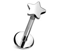 Cords Club Star Flat Back Stud - Single Titanium Earring, Push Pin Design with a small Star for Sensitive Ears - (Single Earring), Titanium, no gemstone