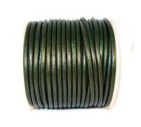 Cords Craft Round Leather Cord 1.5mm, Genuine Leather for Jewelry Making, DIY Craft Work, Necklace & Hobby Projects (Metallic Forest Green, 21.87 Yards)