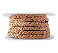 Cords Essentials Flat Braided Genuine Leather String Cord, Rope for Jewelry Making, Necklaces, Bracelets, Wraps, Crafts and Hobby Projects (Distressed Natural, 3 MM 5.46 Yards (5 MTR Spool))