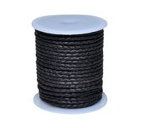Cords Essentials Leather Cord, 3 MM Round Braided Bolo, Matte Black, 5 Meters = 5.46 Yards, Jewelry Making, Bracelets, Necklaces, Crafts