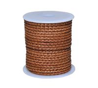 Cords Essentials Leather Round Braided Cord, 3MM, Distressed Saddle, 5 Meters, Bolo Cord for Jewelry Making