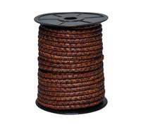Cords Essentials Round Braided Genuine Leather String Bolo Cord, Rope for Jewelry Making, Necklaces, Bracelets, Wraps, Crafts and Hobby Projects (Distressed Light Brown, 5 MM 5.46 Yards = 5 MTR SPOOL)