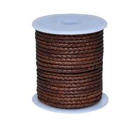 Cords Essentials Round Braided Genuine Leather String Bolo Cord, Rope for Jewelry Making, Necklaces, Bracelets, Wraps, Crafts and Hobby Projects (Distressed Dark Brown, 3 MM 5.46 Yards = 5 MTR Spool)
