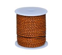Cords Essentials Round Braided Genuine Leather String Bolo Cord, Rope for Jewelry Making, Necklaces, Bracelets, Wraps, Crafts and Hobby Projects (Distressed Tan, 3 MM 5.46 Yards = 5 MTR Spool)