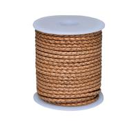 Cords Essentials Round Braided Genuine Leather String Bolo Cord, Rope for Jewelry Making, Necklaces, Bracelets, Wraps, Crafts and Hobby Projects (Distressed Natural, 3 MM 5.46 Yards = 5 MTR Spool)
