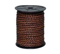 Cords Essentials Round Braided Genuine Leather String Bolo Cord, Rope for Jewelry Making, Necklaces, Bracelets, Wraps, Crafts and Hobby Projects (Distressed Dark Brown, 5 MM 5.46 Yards = 5 MTR Spool)