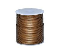 Cords Essentials Round Genuine Leather String Cord, Rope for Jewelry Making, Necklaces, Bracelets, Kumihimo Braiding, Wraps, Crafts and Hobby Projects (Metallic Kansa, 1.5 MM)