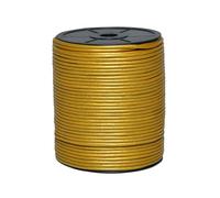 Cords Essentials Round Genuine Leather String Cord, Rope for Jewelry Making, Necklaces, Bracelets, Kumihimo Braiding, Wraps, Crafts and Hobby Projects (Metallic Gold, 3.0 MM)