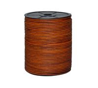 Cords Essentials Round Genuine Leather String Cord, Rope for Jewelry Making, Necklaces, Bracelets, Kumihimo Braiding, Wraps, Crafts and Hobby Projects (Distressed Tan, 3.0 MM)