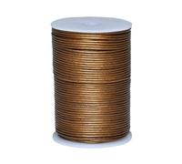 Cords Essentials Round Genuine Leather String Cord, Rope for Jewelry Making, Necklaces, Bracelets, Kumihimo Braiding, Wraps, Crafts and Hobby Projects (Metallic Kansa, 2.0 MM)