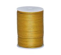 Cords Essentials Round Genuine Leather String Cord, Rope for Jewelry Making, Necklaces, Bracelets, Kumihimo Braiding, Wraps, Crafts and Hobby Projects (Metallic Gold, 2.0 MM)