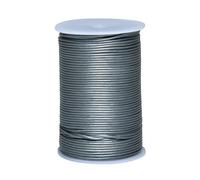 Cords Essentials Round Genuine Leather String Cord, Rope for Jewelry Making, Necklaces, Bracelets, Kumihimo Braiding, Wraps, Crafts and Hobby Projects (Metallic Gray, 2.0 MM)