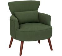 Corduroy Accent Armchair Wingback Lounge Chair Upholstered Cushion Green