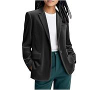 Corduroy Blazer for Women UK Elegant Party Suit Jacket Fall Winter Y2K Clothes Fashion Wedding Outfit Outwear Tops Solid Color Long Sleeve Smart Casual Suit Jackets UK Size S-3XL Black