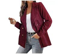 Corduroy Blazer Jacket for Women Clearance Open Front Cardigan Notched Lapel Workwear Elegant Classic Blazers Casual Office Formal Jacket Top Double Breasted Long Sleeve Suits Jackets Lightweight