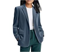 Corduroy Blazers Women UK Notched Lapel Lightweight Jackets Summer Long Sleeve Open Front Blazer Jackets Single Front Button Suit Jackets Ladies Smart Blazers Solid Ladies Work Cardigan Navy