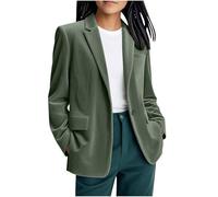 Corduroy Blazers Women UK Notched Lapel Lightweight Jackets Summer Long Sleeve Open Front Blazer Jackets Single Front Button Suit Jackets Ladies Smart Blazers Solid Ladies Work Cardigan Army Green